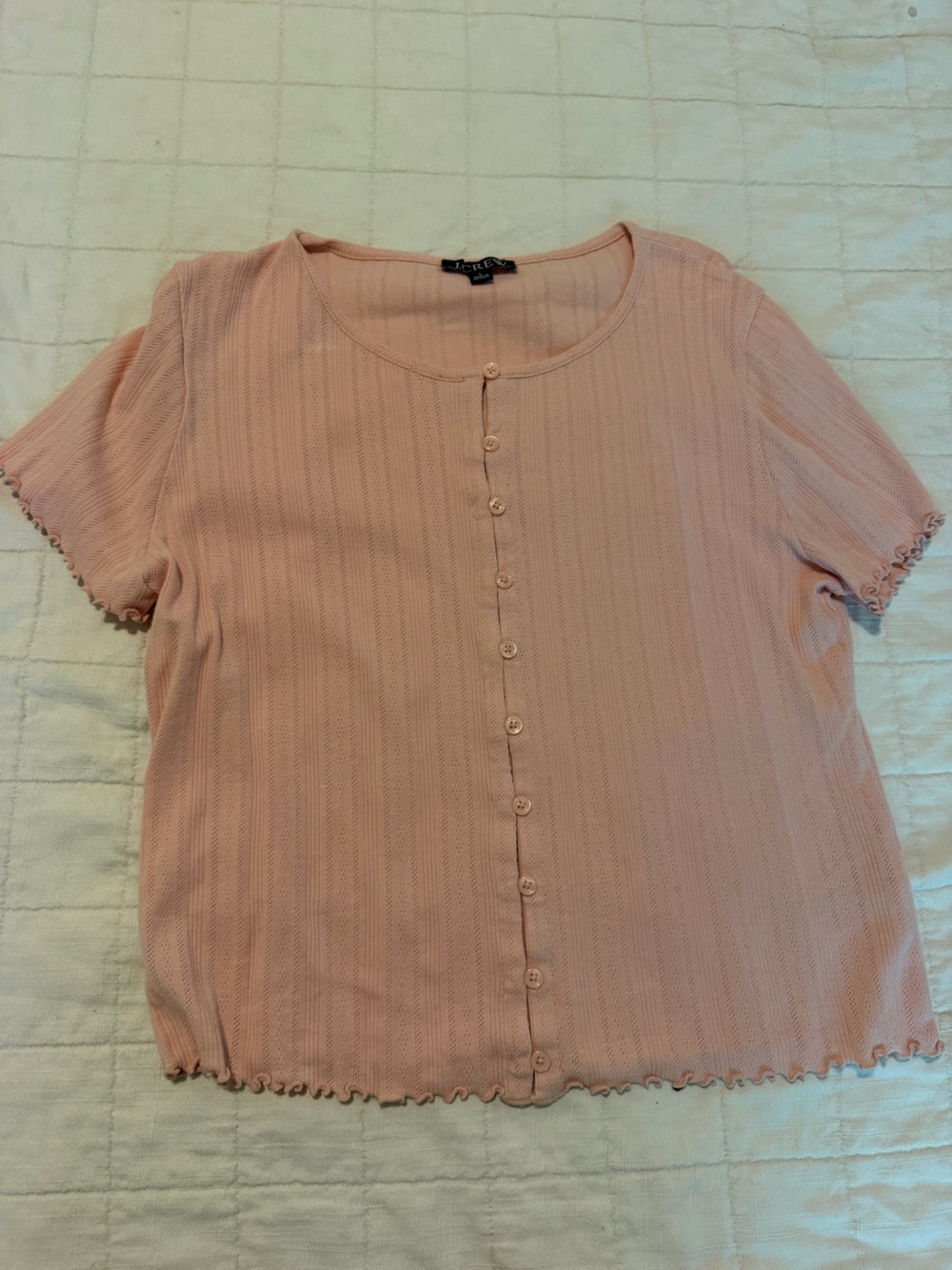 J. Crew Peach Short Sleeve Button-Front Top